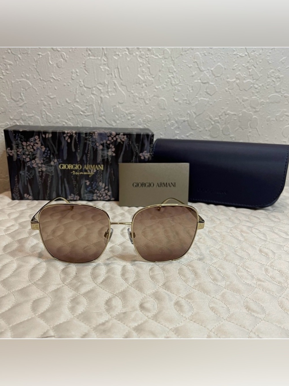NEW Giorgio Armani AR6106 Gold Square Sunglasses